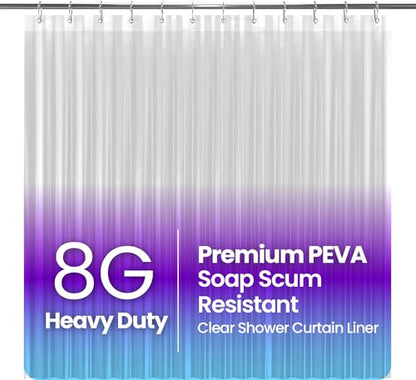 LiBa Shower Curtain PEVA 8G, 72x78 Inch Waterproof Clear | Non-Toxic shower liner, waterproof plastic shower curtain, rust-proof grommets, weighted magnets, bathroom accessories - color: 8g Peva - Clear, size: 72"W x 78"L (Pack of 1)