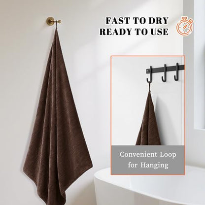 Bath Towels Set of 4 Extra Large 35 x 70 Inches,Luxury Thick High Absorbent and Quick Dry Bath Sheet,Ultra Soft Microfiber,Bathroom,Beach,Yoga,Sport,SPA,Fitness (Brown) - color: Brown, style: 4 Piece Bath Towels