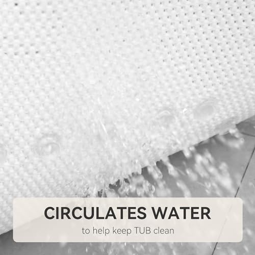 Bathtub Mat Non Slip, Soft Foam Bath Mat for Tub, Bathtub Mat with Drain Holes, Suction Cups Shower Mat (White, 36''X17'') - color: White