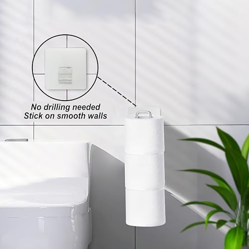 Toilet Paper Holder with Storage Extra 6 Roll Tissue, Over The Tank Toilet Paper Roll Holder Wall Mount, Brushed Nickel and Chrome Tissue Holder for Bathroom, RV Toilet Paper Holder with Shelf, 2Pcs - color: Silver, 2pcs, 12.99in