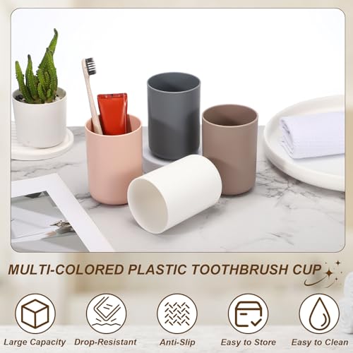 uxcell Bathroom Tumblers, 14oz Reusable Toothbrush Cup 2.8x4 Plastic Cup for Bathroom Travel Home Toothpaste Makeup Brush Holder Mouthwash Water Beverages Combs, Brown - color: Brown