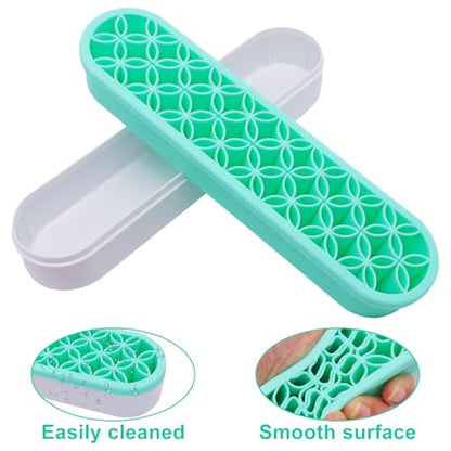 1Pcs Makeup Brushes Holder Silicone Make Up Brush Holder Stand Makeup Vanity Brush Holders for Painting Pen Brushes Nail Clippers Drill Pens Ruler Sewing Craft Tools (Green) - color: Green