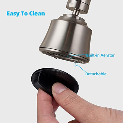 Kitchen Sink Faucet Head 4-Mode, 360° Swivel Faucet Aerator, Brushed Nickel | 55/64" Female Faucet Sprayer Head for Bathroom & Kitchen, Big Angle Rotating Metal Ball Joint, Extra 15/16" Metal Adapter - color: Brushed Nickel, style: 1 Swivel Joint