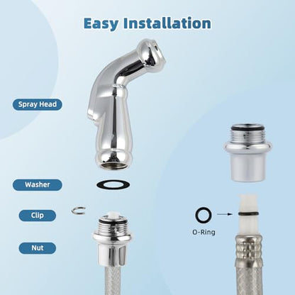 Universal Kitchen Side Sprayer Head Sink Faucet Sprayer Attachment, Chrome | NSF/ANSI/CAN 372 Certified, Compatible with Delta, Moen, Kohler and Other OEM Brands Pull Out Spray Head, Nozzle Head Only - color: Chrome, style: Nozzle Head Only