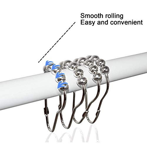 Shower Curtain Hooks Rings, Rustproof Metal Shower Curtain Rings for Bathroom Shower Rods Curtains - Set of 12, Nickel - color: Nickel
