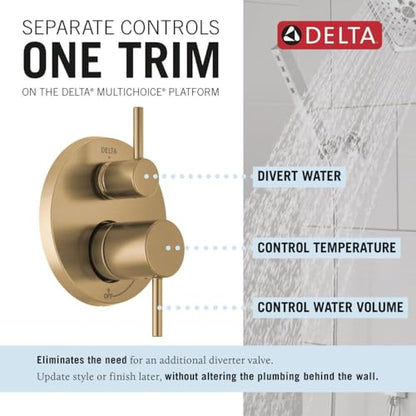 Delta Modern 14 Series Round Rain Shower System Faucet Set, Rainfall Brushed Gold Shower Head and Handle Set, Valve Trim Kit, 10 Inch, Champagne Bronze 342702-CZ - color: Champagne Bronze