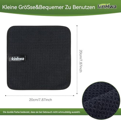 Waffle Microfiber Dish Cloths Black Kitchen Towels, Cleaning Cloth | Quick Dry Absorbent Dish Rags Dishcloths Barista Towels 8x8 Inch 10 Pack - color: Black, size: 8in x 8in 10 Pack