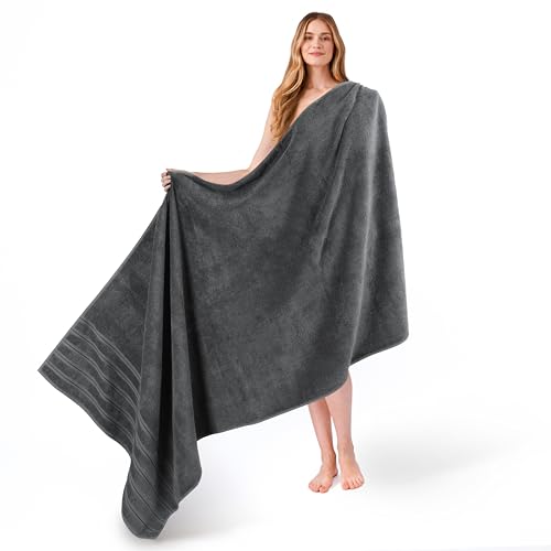 American Soft Linen 100% Cotton Luxury Turkish Towels, 35x70 XL Bath Sheet | Soft Absorbent Quick Dry OEKO Tex Standard 100 Certificated Durable Machine Washable Premium Hotel Quality - color: Dark Gray, size: 1 Piece set