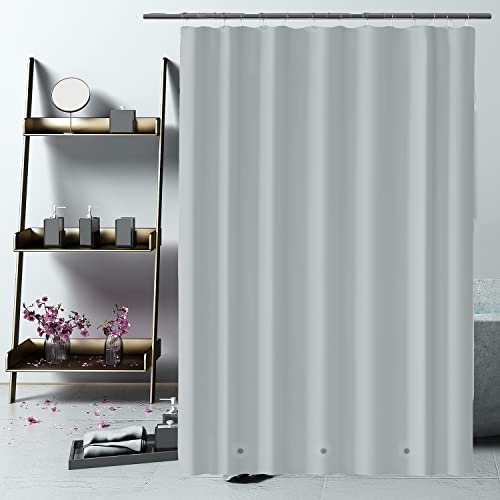 Shower Curtain Liner 72 x 72, Plastic Waterproof 4G Lightweight Shower Liner for Bathroom, with Grommets Holes and 3 Heavy Duty Magnetic Weights - color: Grey