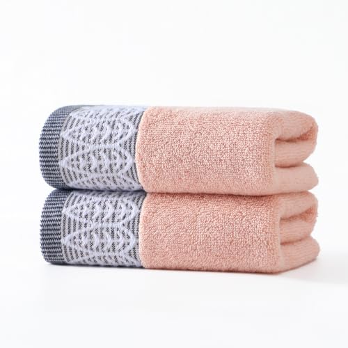 3 Pack Leaf Print Hand Towels, Decorative Cotton Soft | Highly Absorbent Towels Set for Bathroom, Face Spa, Kitchen, 13 x 30 Inches - color: Pink - 2 Pack