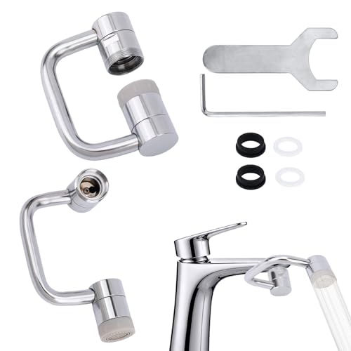 Universal Rotating Faucet Extender, 1080° Swivel Extension Sink Aerator with Dual Spray Modes & Adjustable Rotatable Robotic Arm, for Bathroom Kitchen 15/16'' Accessories & 55/64'' Threads Parts