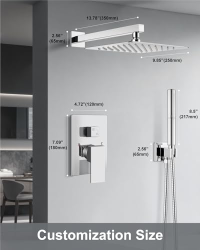 Aolemi Shower System with Rain Head and Handheld,10-Inch,Polish Chrome | High-Pressure Shower Faucet Set with Dual-Function Handheld,Rough-In Valve,1.8 GPM,Wall-Mount Trim Kit - color: Polish Chrome, size: 10 Inch