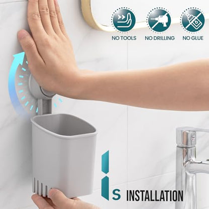 TAILI Suction Toothbrush Holder, Powerful Toothpaste Toothbrush Suction Cup, Self-draining Shower Razor Holder, Shower Toothbrush Holder for Wall, Kitchen Tableware Holder, Gray - color: Gray