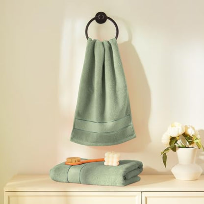 COZYART Bath Towel Set 6 PCS, Luxury 100% Turkish Cotton 650GSM Ultra Soft | Absorbent Quick Dry, OEKO‑Tex 100 Cert. Zero Twist Ring Spun Cotton, Plush Fluffy, Breathable Hotel Quality Bathroom Towels - color: Sage Leaf