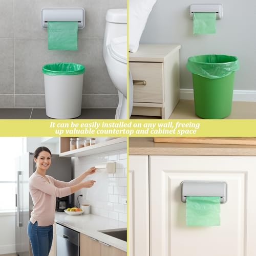 Trash Can Liner Dispenser 2PCS | For Kitchen Bathroom Toilet Storage, Garbage Bag Holder with Self-Adhesive Mount, Durable PP Material, Space-Saving Design