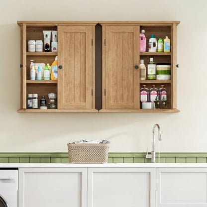 ChooChoo Bathroom Wall Cabinet with 2 Doors, Over The Toilet | 8.8"D x 21.1"W x 24"H, Medicine Cabinet, Adjustable Shelves, Cupboard, Natural - color: Natural, size: 8.8"D x 21.1"W x 24"H