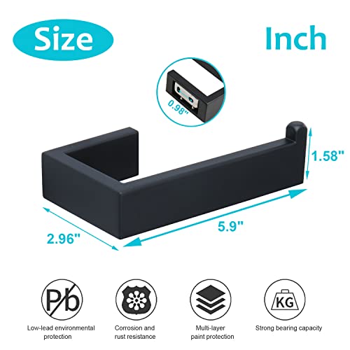 TocTen Toilet Paper Holder-Bathroom Tissue Holder Fit Big Roll Paper, Toilet Paper Roll Holder Wall Mounted Made of Thicken 304 Stainless Steel, Suitable for Bathroom, Kitchen, Office (5.9 in, Black) - color: Matte Black-square