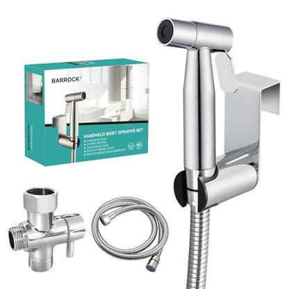 BARROCK Bidet Sprayer for Toilet, Handheld Jet Spray for Existing Toilets with Bidet Hose, Adjustable Water Pressure Muslim Shower, Stainless Steel Cloth Diaper/Feminine Wash Sprayer Chrome - color: Chrome