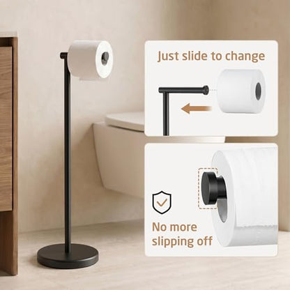 KES 26" H Black Toilet Paper Holder Stand with Weighted Base | 304 Stainless Steel Rustproof, Cement-Filled Base For Extra Stability, Fits Mega Rolls, Tool-Free Assembly, Hardware Included - color: Matte Black, size: 26" H