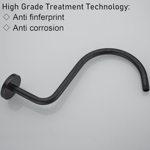 RANDOM S Shaped Shower Head Riser Pipe,Goose Neck Shower Arm 13 Inch Shower Head Extension Arm with Flange,Standard 1/2" Connection,Oil Rubbed Bronze.RD-91098-13ORB - color: Oil Rubbed Bronze