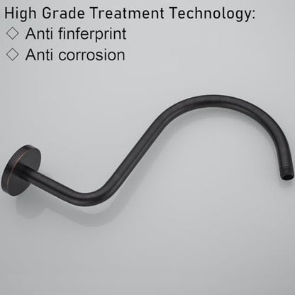 RANDOM S Shaped Shower Head Riser Pipe,Goose Neck Shower Arm 13 Inch Shower Head Extension Arm with Flange,Standard 1/2" Connection,Oil Rubbed Bronze.RD-91098-13ORB - color: Oil Rubbed Bronze