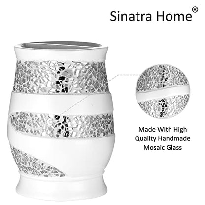 Zahari Home Sinatra Bath Tooth Brush Holder Modern Tooth Brush and Toothpaste Holder, White - color: White, size: 4.25" x 3" x 3" Tooth Brush Holder