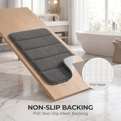 Bathroom Rugs Set 3 Piece, Memory Foam Bath Rugs, Non Slip Washable Bathroom Rug Set, Extra Soft Absorbent Bath Mats with U-Shaped Toilet Rug, Dark Grey - color: Dark Grey