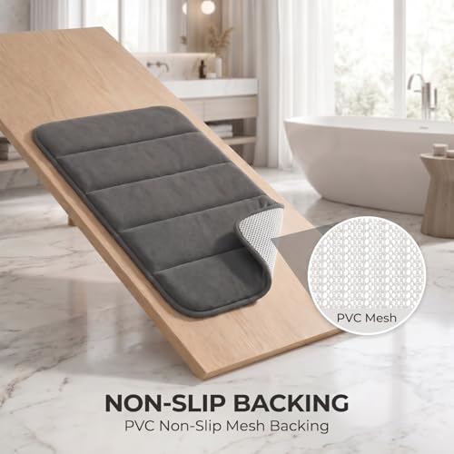 2 Piece Memory Foam Bath Mat Set, Extra Soft Absorbent Bathroom Rugs with U-Shaped Toilet Rug, Non-Slip Backing, Machine Washable, 24x16 + 20x20 U-Shaped, Dark Gray - color: Dark Gray