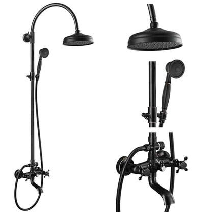 gotonovo Exposed Shower Faucet Set with Tub Spout Oil Rubbed Bronze | Brass Bathroom Shower System,8 Inch Rainfall Head with Handheld Spray and Tub Filler,Adjustable Height,6’’ Hole Distance - color: Bronze
