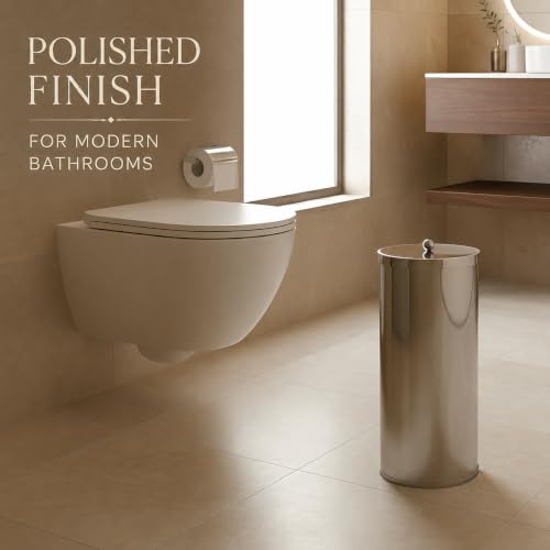 [2023 Upgraded Version] HUJI Rust Resistant Stainless Steel Toilet Paper Roll Canister Holder w/Removable Base for Bathroom Storage (1 Pack, Toilet Paper Canister) - color: Stainless Steel