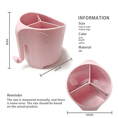 Elephant Toothbrush Holder for Toddler, Suction Cup Cute Toothbrush Holder for Kids, for Bathroom, with 3 Slots and 1 Hook, Pink - color: Pink