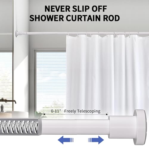 Shower Curtain Rod 36-68 Inches (3-5.6ft) Non Rust Adjustable White Shower Rod Spring Tension Non Slip No Drilling Stainless Steel Shower Rods for Bathroom Window - color: White, size: 36"-68"