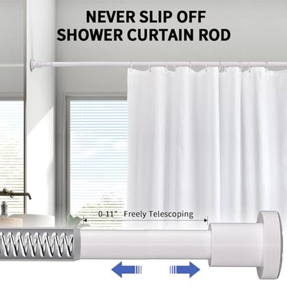 Shower Curtain Rod 36-68 Inches (3-5.6ft) Non Rust Adjustable White Shower Rod Spring Tension Non Slip No Drilling Stainless Steel Shower Rods for Bathroom Window - color: White, size: 36"-68"