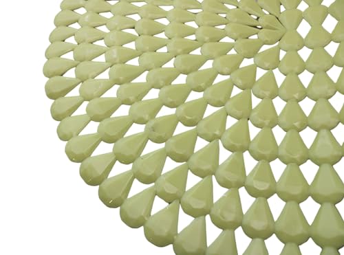 Luxury Oval Bath & Shower Mat 27" x 15" – Non-Slip PVC Bath Mat with Secure Suction Cups, Pear Diamond Design, Modern Bathroom Safety – Dependable Industries (Beige) - color: Beige