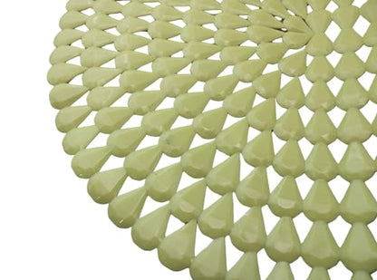 Luxury Oval Bath & Shower Mat 27" x 15" – Non-Slip PVC Bath Mat with Secure Suction Cups, Pear Diamond Design, Modern Bathroom Safety – Dependable Industries (Beige) - color: Beige