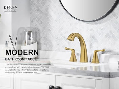 Bathroom Faucets for Sink 3 Hole Brushed Gold 2 Handle Widespread | Bathroom Vanity Faucet with Pop Up Drain & Supply Lines, Lead-Free cUPC & NSF Certified, 8 Inch Faucet for Vanity RV Sink - color: Brushed Gold