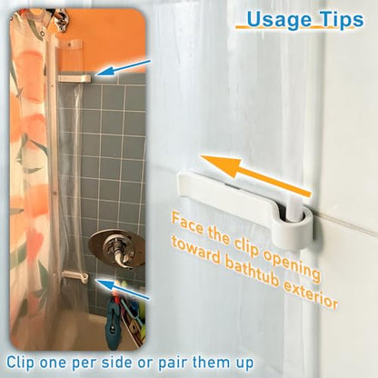 2 Packs Shower Curtain Weights,Magnetic Shower Curtain Holder, Self Adhesive Shower Guards to Keep Water in Shower |Made of Silicone| - White
