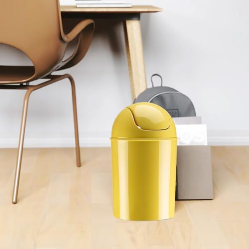Umbra 1.25 Gallon Mini Waste Can with Removable Swing-Top Lid - Small Garbage Bin for Kitchen, Bathroom, Bedroom, Office - Compact Trash Can Fit Under Tables & Counters - Yellow - color: Yellow