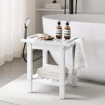 Sage HDPE Poly Plastic Waterproof Bathroom Shower Bench, White - color: White