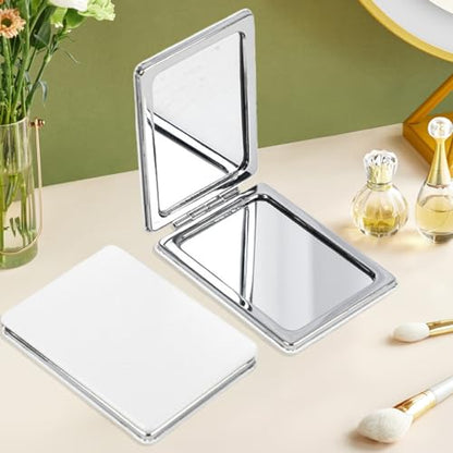 Portable Makeup Mirror Double-Sided - 1 Pcs Daily Beauty Tool, Purse Accessory - color: Rectangle