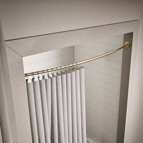 KOHLER K-9351-2MB Expanse Curved Shower Rod, Contemporary Design, Adjustable Fit 60-76", Vibrant Brushed Moderne Brass - color: Vibrant Brushed Moderne Brass