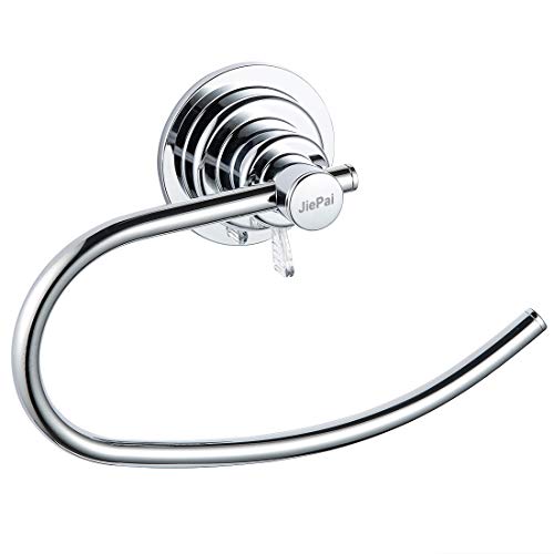 JiePai Vacuum Suction Cup Towel Holder,Bath Shower Towel Ring,Chrome | Wall Mounted ,Round Towel Holder,No Drill Hand Towel Holder,Adhesive Towel Ring - color: Suction Towel Rack-chrome