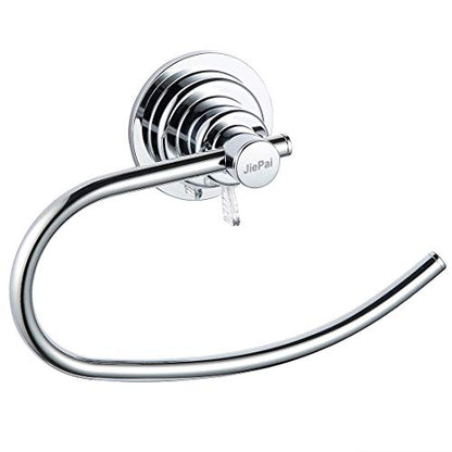 JiePai Vacuum Suction Cup Towel Holder,Bath Shower Towel Ring,Chrome | Wall Mounted ,Round Towel Holder,No Drill Hand Towel Holder,Adhesive Towel Ring - color: Suction Towel Rack-chrome