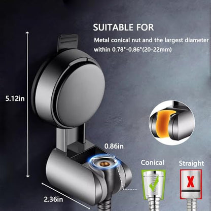 Resdenio Shower Head Holder - Strong Suction Cup No Drilling Showerhead Bracket Waterproof Handheld Shower Holder, Adjustable Wand Holder for RV, Kids, Bathroom (Black) - color: Black