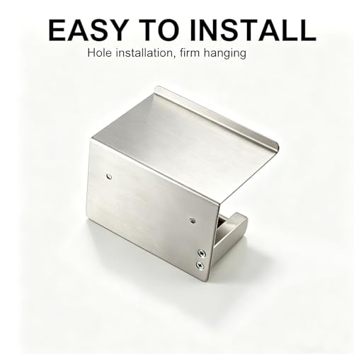 Brushed Nickel Toilet Paper Holder Wall Mount, NEWRAIN Rustproof Toilet Tissue Holder with Phone Shelf, Stainless Steel Adhesive Toilet Roll Holder for Bathroom, Washroom, Kitchen, RV ﻿ - color: Brushed Nickel, style: Single