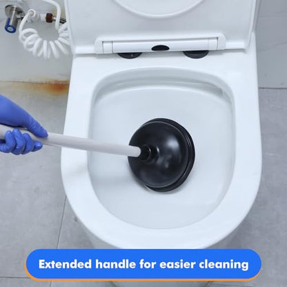 Reallnaive 24 Pack Toilet Plungers Bulk with 19.7 Inch Long Handle Force Suction Cup Rubber Plunger for Bathroom to Fix Clogged Toilets Drains (Black) - color: Black