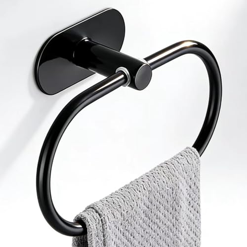 Adhesive Towel Ring Self Adhesive Hand Towel Ring Stainless Steel Rustproof Bathroom Towel Holder Wall Mount SUS 304 Stainless Steel Matte Black