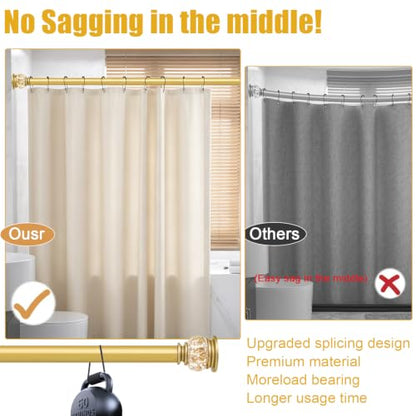 Shower Curtain Rod 27 to 60 Inch,1 Inch Diameter Shower Rod for Bathroom, No Drilling Tension Curtain Rod for Window, Adjustable Spring Tension Rod,No Drilling,No Rust,Gold - style: Gold-S