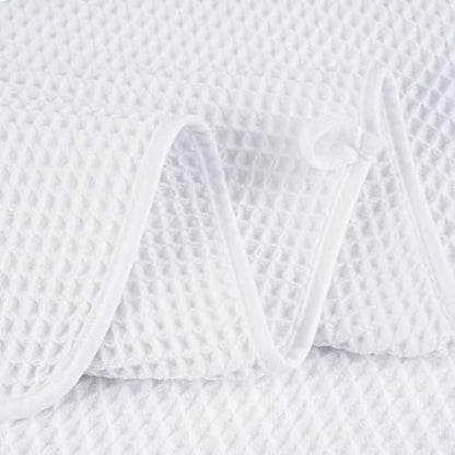 POLYTE 430 GSM Poly Blend Microfiber Quick Dry Waffle Bath Towel Set of 6 | 2-Body Towels, 2-Hand Towels, 2-Wash cloths, Oversize, Lint Free - color: White
