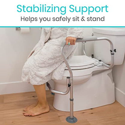 Vive Toilet Safety Rail Frame - Toilet Grab Bars for Elderly, Disabled | Assist Support Rails with Padded Handles - Stand Alone for Bathroom - Adjustable Non Slip for Adults, Seniors, Handicapped